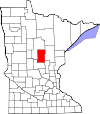 State map highlighting Crow Wing County