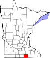State map highlighting Freeborn County