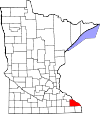 State map highlighting Winona County