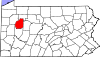 State map highlighting Clarion County