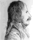 Profile of long-haired mustachioed man