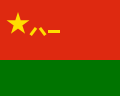 A golden star, along with three Chinese characters, placed on a red background. At the bottom of a flag is a green bar.