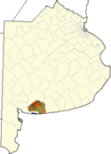 location of Coronel Dorrego Partido in Buenos Aires Province