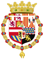 Coat of Arms of Philip of Austria, Prince of Asturias-Argen Label (1527-1554).svg