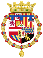 Coat of Arms of Philip of Austria, Prince of Asturias-Azur Label (1527-1554).svg