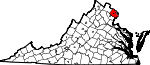 State map highlighting Fairfax County