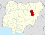 Map of Nigeria highlighting Gombe State
