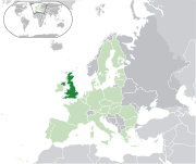 Map showing the UK in Europe