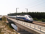 In July 2006, a French TGV undertakes a 330 km/h test ride for technical approval in Germany.