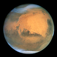 Mars as photographed by the Hubble telescope.