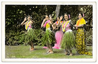 Old postcard of Hula Dancers, Hawaii