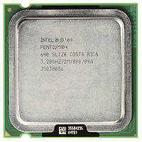 Top view of an Intel Pentium 4 Prescott 640 model