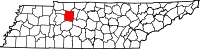 Map of Tennessee highlighting Dickson County