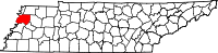 Map of Tennessee highlighting Dyer County