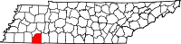 Map of Tennessee highlighting McNairy County