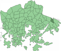 Position of Mustavuori within Helsinki