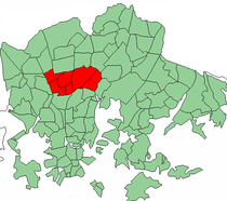 Position of Oulunkylä within Helsinki