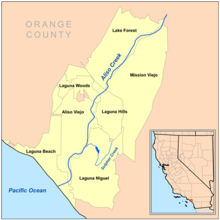 There are eight cities in the Aliso Creek watershed, including Mission Viejo, Aliso Viejo and Laguna Niguel. Sulphur Creek, at the southeast, is the creek's largest tributary.