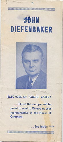 Faded election flyer for Diefenbaker, 1953.