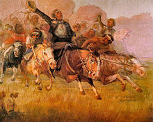 Gauchos riding horses