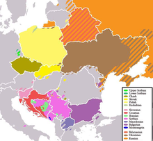 Map of Europe indicating where Slavic languages are spoken