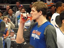 Mozgov during a Knicks practice in October 2010