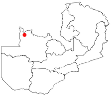Location of Mwinilunga in Zambia