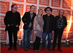 Five original Clannad members at the Meteor Ireland Music Awards (1 February 2007) to collect their Lifetime Achievement Award.