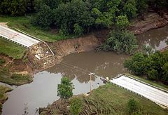 Flood waters took down a bridge on Minnesota State Highway 74.
