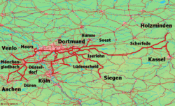 Network of the Bergisch-Märkische Railway