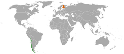 Map indicating locations of Chile and Finland