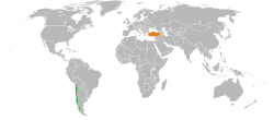 Map indicating locations of Chile and Turkey