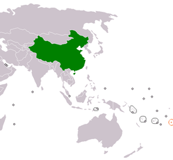 Map indicating locations of China and Niue