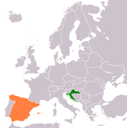 Map indicating locations of Croatia and Spain