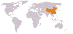 Map indicating locations of  Cuba  and  China
