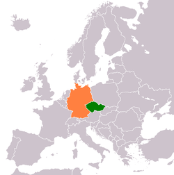 Map indicating locations of Czech Republic and Germany