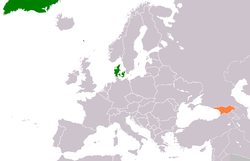 Map indicating locations of Denmark and Georgia