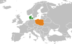 Map indicating locations of Denmark and Poland