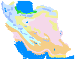 Iran climate map showing locations of province capitals