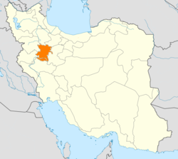 Map of Iran with Hamedan highlighted