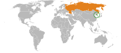 Map indicating locations of North Korea and Russia