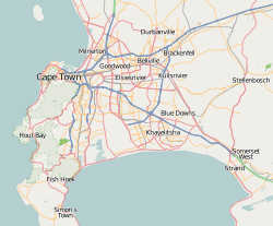 Map showing the location of Ottery in the Western Cape