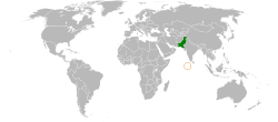 Map indicating locations of Pakistan and Maldives