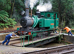 Locomotive on the West Coast Wilderness Railway.