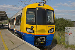 A London Overground class 378 train at Willesden Junction