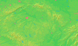 Location of the České Středohoří in brown in the Czech Republic