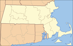 Location of Myles Standish State Forest in Massachusetts