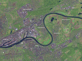 Satellite view of Offenbach and Eastern Frankfurt