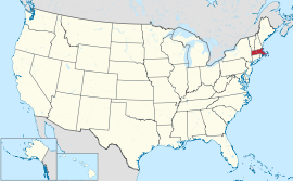 Map of the United States with Massachusetts highlighted