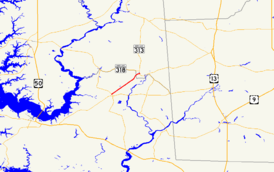 A map of the inland Eastern Shore of Maryland showing major roads.  Maryland Route 307 runs from Hurlock to Federalsburg.
